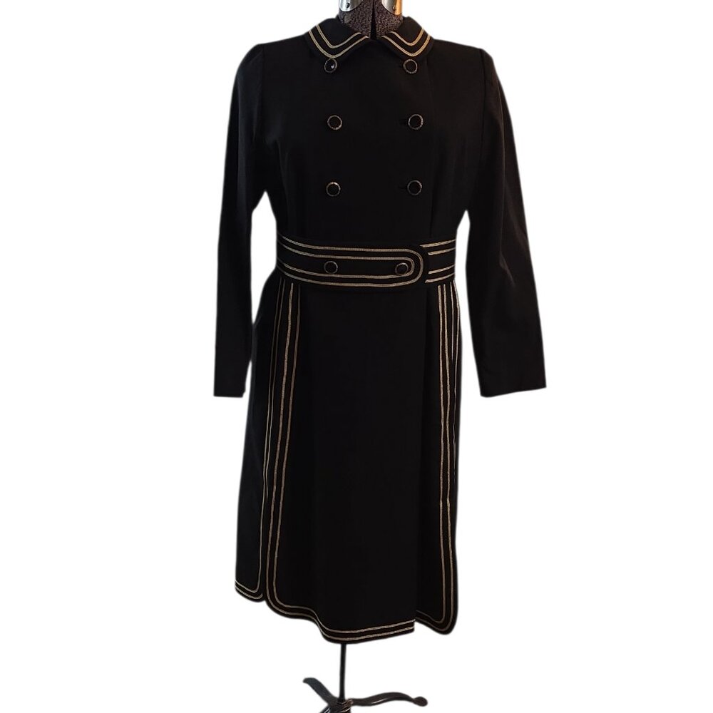 Fab MCM 1960's Joseph Stein Muriel Reade Military Style Coat Gold Braid Trim